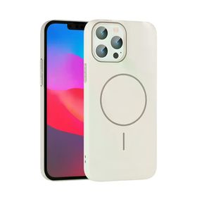 Fuchsia İphone 15 Pro Max İle Uyumlu Broş Krem Kablosuz Şarj Özellikli Kapak
