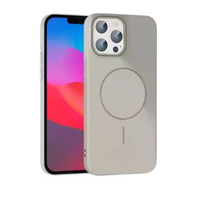 Fuchsia İphone 15 Pro Max İle Uyumlu Broş Titan Gri Kablosuz Şarj Özellikli Kapak