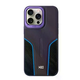 Fuchsia İphone 15 Pro Max İle Uyumlu Hbc-264 Lambor Derin Mor Karbon Fiber Sport Kapak