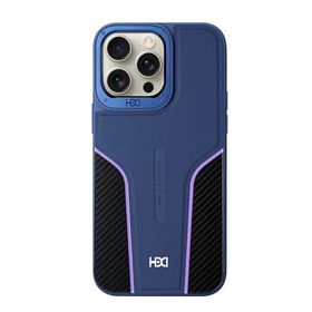 Fuchsia İphone 15 Pro Max İle Uyumlu Hbc-264 Lambor Lacivert Karbon Fiber Sport Kapak