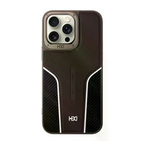 Fuchsia İphone 15 Pro Max İle Uyumlu Hbc-264 Lambor Titan Gri Karbon Fiber Sport Kapak