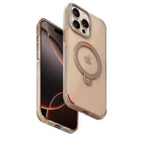 Fuchsia İphone 15 Pro Max İle Uyumlu Hbc-338 Andes Gold Kablosuz Şarj Özellikli Standlı Kapak