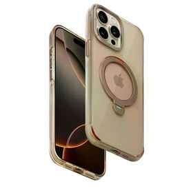 Fuchsia İphone 15 Pro Max İle Uyumlu Hbc-338 Andes Gold Kablosuz Şarj Özellikli Standlı Kapak