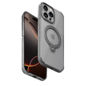 Fuchsia İphone 15 Pro Max İle Uyumlu Hbc-338 Andes Gri Kablosuz Şarj Özellikli Standlı Kapak