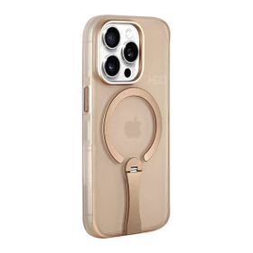 Fuchsia İphone 15 Pro Max İle Uyumlu Hbc-354 Kunlun Çöl Titanyum Standlı Kablosuz Şarj Özellikli Kapak