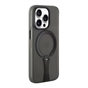 Fuchsia İphone 15 Pro Max İle Uyumlu Hbc-354 Kunlun Siyah Standlı Kablosuz Şarj Özellikli Kapak