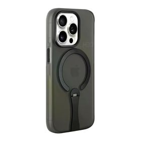 Fuchsia İphone 15 Pro Max İle Uyumlu Hbc-354 Kunlun Siyah Standlı Kablosuz Şarj Özellikli Kapak