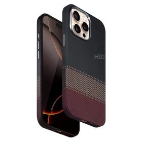 Fuchsia İphone 15 Pro Max İle Uyumlu Hbc-377 Kevlar Slim Siyah Kablosuz Şarj Özellikli Kapak