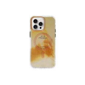 Fuchsia İphone 15 Pro Max İle Uyumlu Phantom Gold Kablosuz Şarj Özellikli Kapak