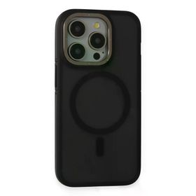 Fuchsia İphone 15 Pro Max İle Uyumlu Rocky Siyah Kablosuz Şarj Özellikli Kapak
