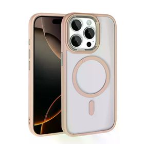 Fuchsia İphone 15 Pro Max İle Uyumlu Terea Gold Kablosuz Şarj Özellikli Kapak