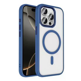 Fuchsia İphone 15 Pro Max İle Uyumlu Terea Lacivert Kablosuz Şarj Özellikli Kapak