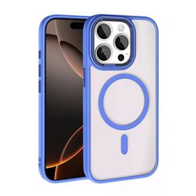 Fuchsia İphone 15 Pro Max İle Uyumlu Terea Mavi Kablosuz Şarj Özellikli Kapak