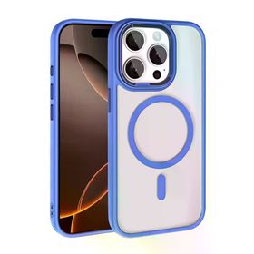 Fuchsia İphone 15 Pro Max İle Uyumlu Terea Mavi Kablosuz Şarj Özellikli Kapak