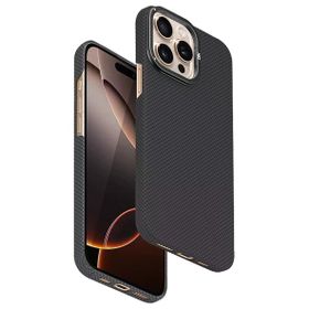 Fuchsia İphone 15 Pro Max Uyumlu Blaze 1000D Kevlar Siyah Kablosuz Şarj Özellikli Kılıf