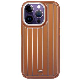 Fuchsia İphone 15 Pro Max Uyumlu Hbc-190 Kolaj Kahverengi Kılıf