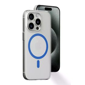 Fuchsia İphone 15 Pro Uyumlu Bubble Kablosuz Şarj Özellikli Mavi Kılıf