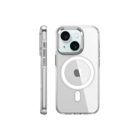 Fuchsia İphone 15 Pro Uyumlu Crystal Şeffaf Kablosuz Şarj Özellikli Kılıf