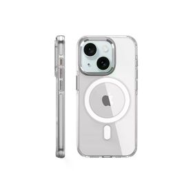 Fuchsia İphone 15 Pro Uyumlu Crystal Şeffaf Kablosuz Şarj Özellikli Kılıf