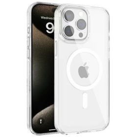 Fuchsia İphone 15 Pro Uyumlu Gleam Şeffaf Pc Sert Kablosuz Şarj Özellikli Kılıf