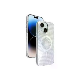 Fuchsia İphone 15 Uyumlu Stella Şeffaf Pc Sert Kablosuz Şarj Özellikli Kılıf