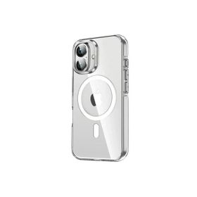 Fuchsia İphone 16 İle Uyumlu Crystal Şeffaf Kablosuz Şarj Özellikli Kapak