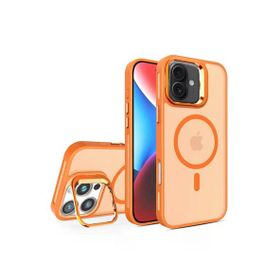 Fuchsia İphone 16 İle Uyumlu Flet Lens Turuncu Kablosuz Şarj Özellikli Kapak