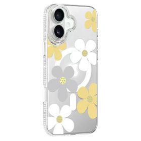 Fuchsia İphone 16 İle Uyumlu Floral Sarı Kablosuz Şarj Özellikli Kapak