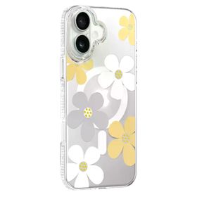 Fuchsia İphone 16 İle Uyumlu Floral Sarı Kablosuz Şarj Özellikli Kapak