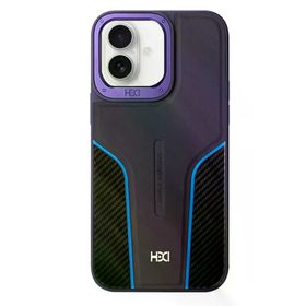 Fuchsia İphone 16 İle Uyumlu Hbc-264 Lambor Derin Mor Karbon Fiber Sport Kapak