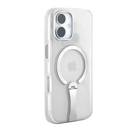 Fuchsia İphone 16 İle Uyumlu Hbc-354 Kunlun Şeffaf Standlı Kablosuz Şarj Özellikli Kapak