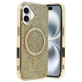 Fuchsia İphone 16 İle Uyumlu Helen Gold Kablosuz Şarj Özellikli Kapak