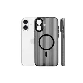 Fuchsia İphone 16 İle Uyumlu Line Gri Kablosuz Şarj Özellikli Kapak