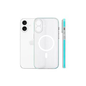 Fuchsia İphone 16 İle Uyumlu Line Mavi Kablosuz Şarj Özellikli Kapak