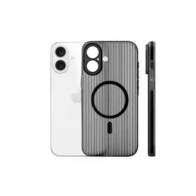 Fuchsia İphone 16 İle Uyumlu Line Siyah Kablosuz Şarj Özellikli Kapak