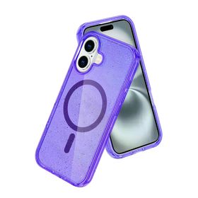 Fuchsia İphone 16 İle Uyumlu Star Mor Kablosuz Şarj Özellikli Kapak