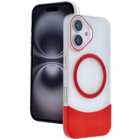 Fuchsia İphone 16 İle Uyumlu Velar Kırmızı Kablosuz Şarj Özellikli Kapak