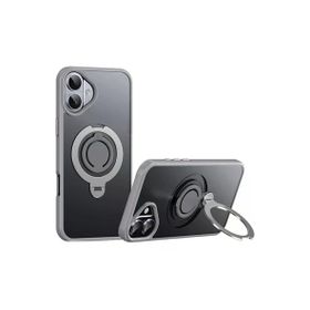Fuchsia İphone 16 Plus İle Uyumlu Avatar Titan Gri 360 Dönen Kablosuz Şarj Özellikli Kapak