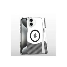 Fuchsia İphone 16 Plus İle Uyumlu Carbon Puzzle Beyaz Kablosuz Şarj Özellikli Kapak