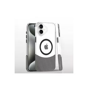 Fuchsia İphone 16 Plus İle Uyumlu Carbon Puzzle Beyaz Kablosuz Şarj Özellikli Kapak