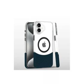 Fuchsia İphone 16 Plus İle Uyumlu Carbon Puzzle Yeşil Kablosuz Şarj Özellikli Kapak