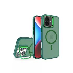 Fuchsia İphone 16 Plus İle Uyumlu Flet Lens Koyu Yeşil Kablosuz Şarj Özellikli Kapak