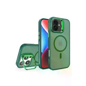 Fuchsia İphone 16 Plus İle Uyumlu Flet Lens Koyu Yeşil Kablosuz Şarj Özellikli Kapak