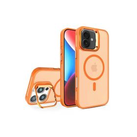 Fuchsia İphone 16 Plus İle Uyumlu Flet Lens Turuncu Kablosuz Şarj Özellikli Kapak