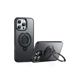 Fuchsia İphone 16 Pro İle Uyumlu Avatar 360 Dönen Siyah Kablosuz Şarj Özellikli Kapak