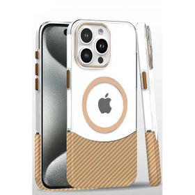 Fuchsia İphone 16 Pro İle Uyumlu Carbon Puzzle Desert Kablosuz Şarj Özellikli Kapak