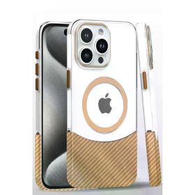 Fuchsia İphone 16 Pro İle Uyumlu Carbon Puzzle Desert Kablosuz Şarj Özellikli Kapak