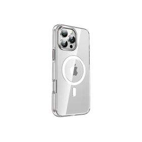 Fuchsia İphone 16 Pro İle Uyumlu Crystal Şeffaf Kablosuz Şarj Özellikli Kapak
