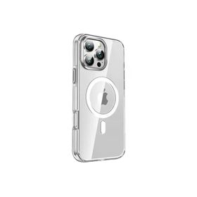 Fuchsia İphone 16 Pro İle Uyumlu Crystal Şeffaf Kablosuz Şarj Özellikli Kapak