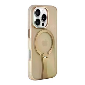 Fuchsia İphone 16 Pro İle Uyumlu Hbc-354 Kunlun Çöl Titanyum Standlı Kablosuz Şarj Özellikli Kapak